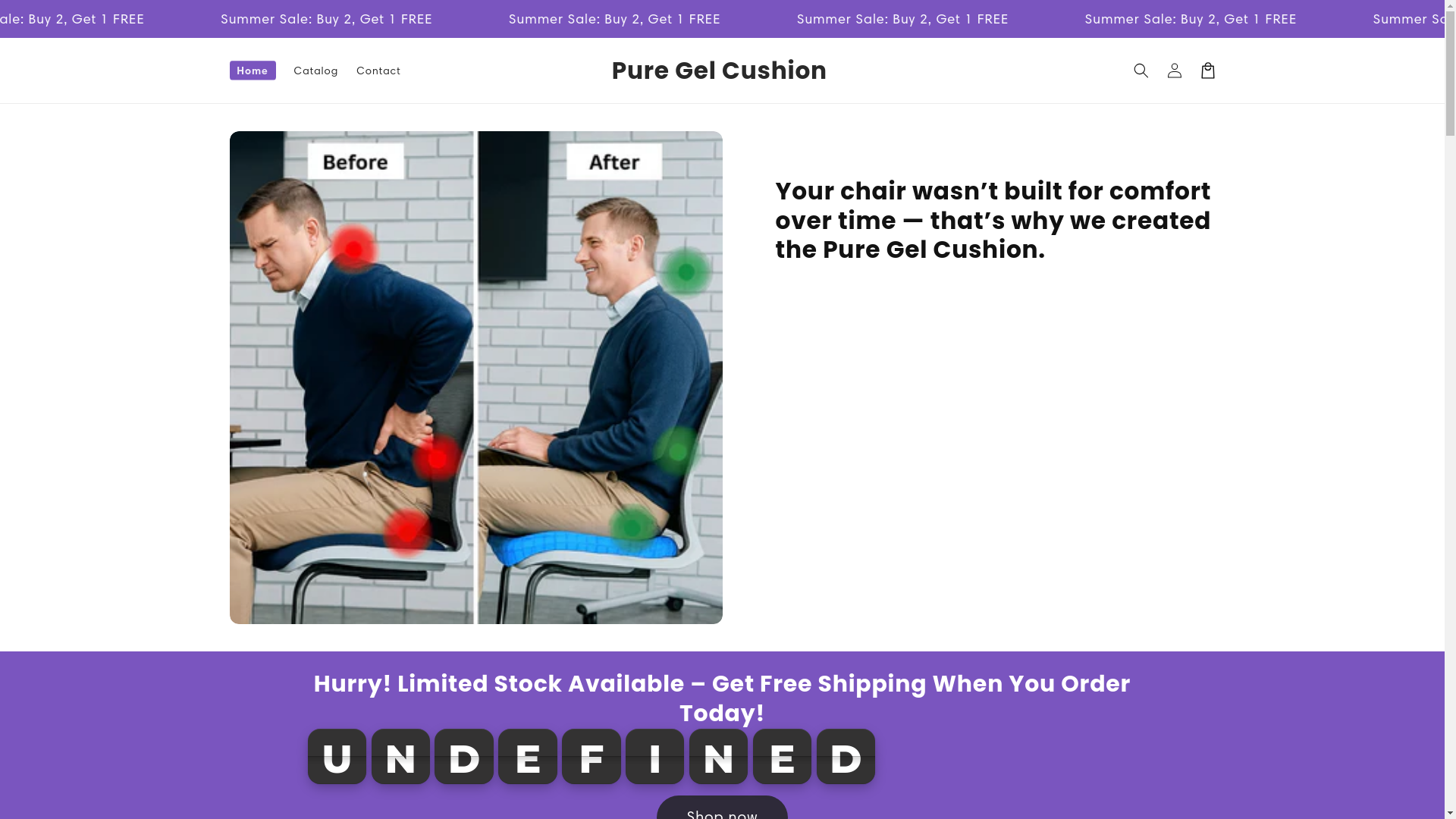 website screenshot of https://puregelcushion.com/