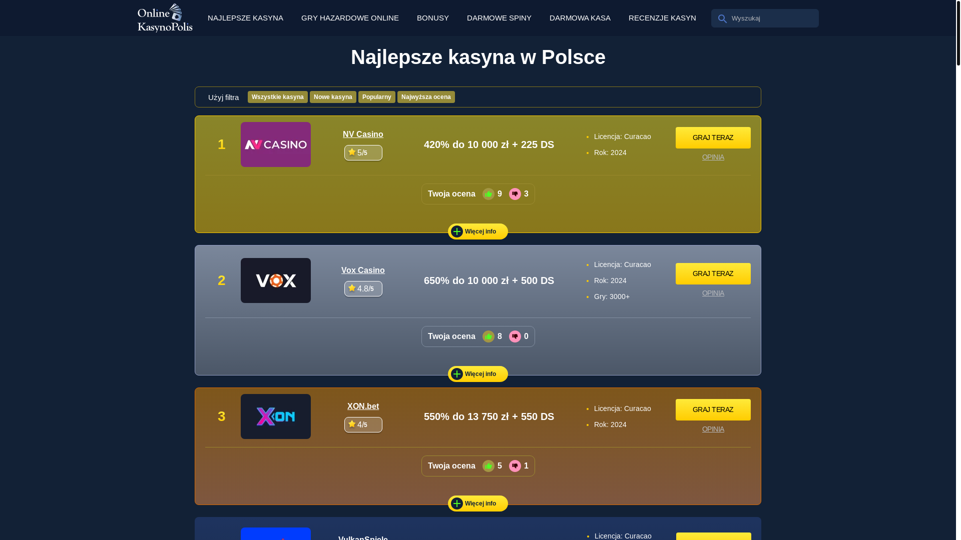 website screenshot of https://onlinekasynopolis.online/