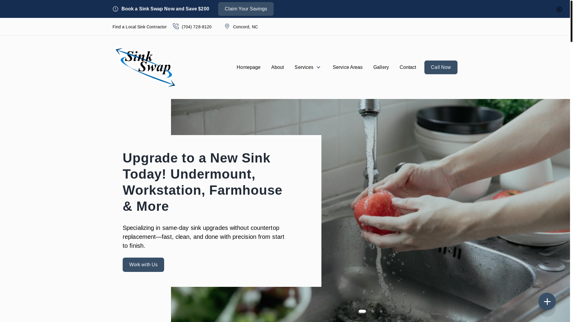 website screenshot of https://sinkswapnc.com/