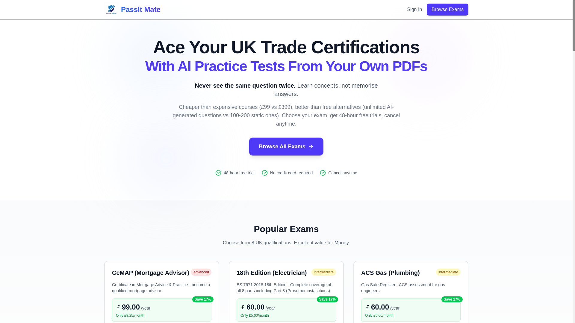 website screenshot of https://passitmate.co.uk/