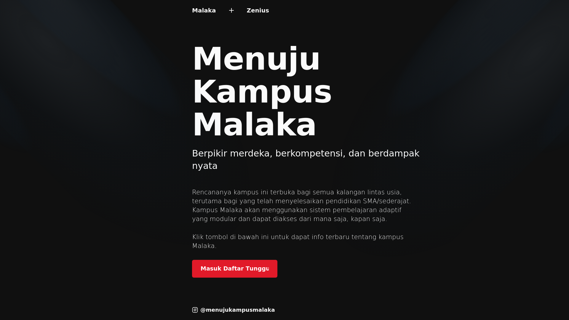 website screenshot of https://menujukampusmalaka.id/