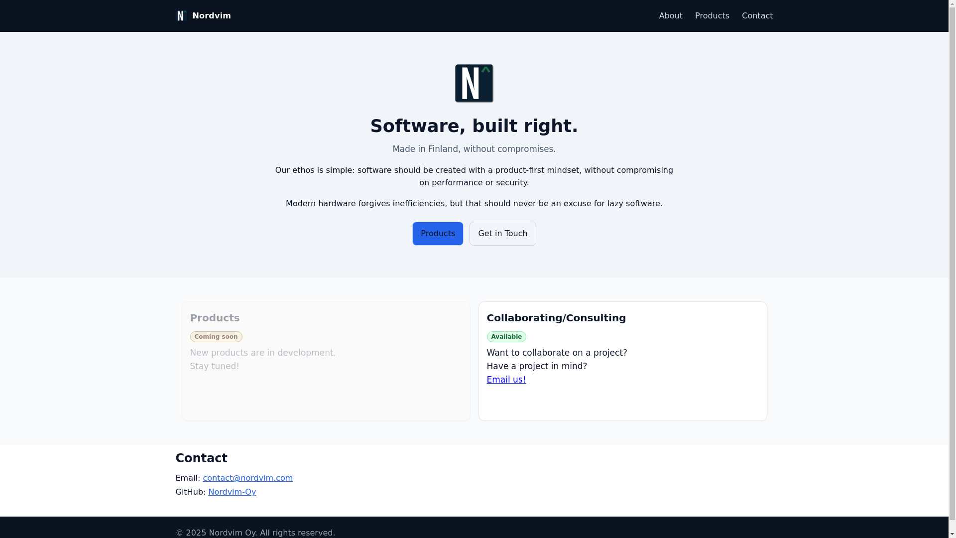 website screenshot of https://nordvim.com/