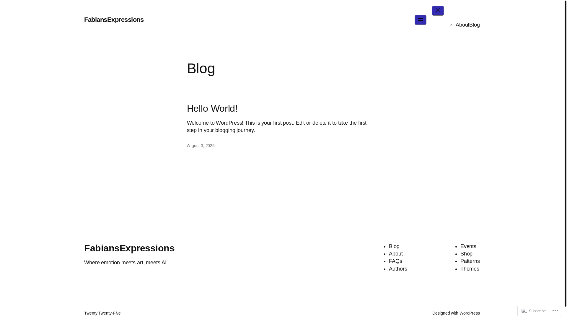 website screenshot of https://fabiansexpressions.ca/
