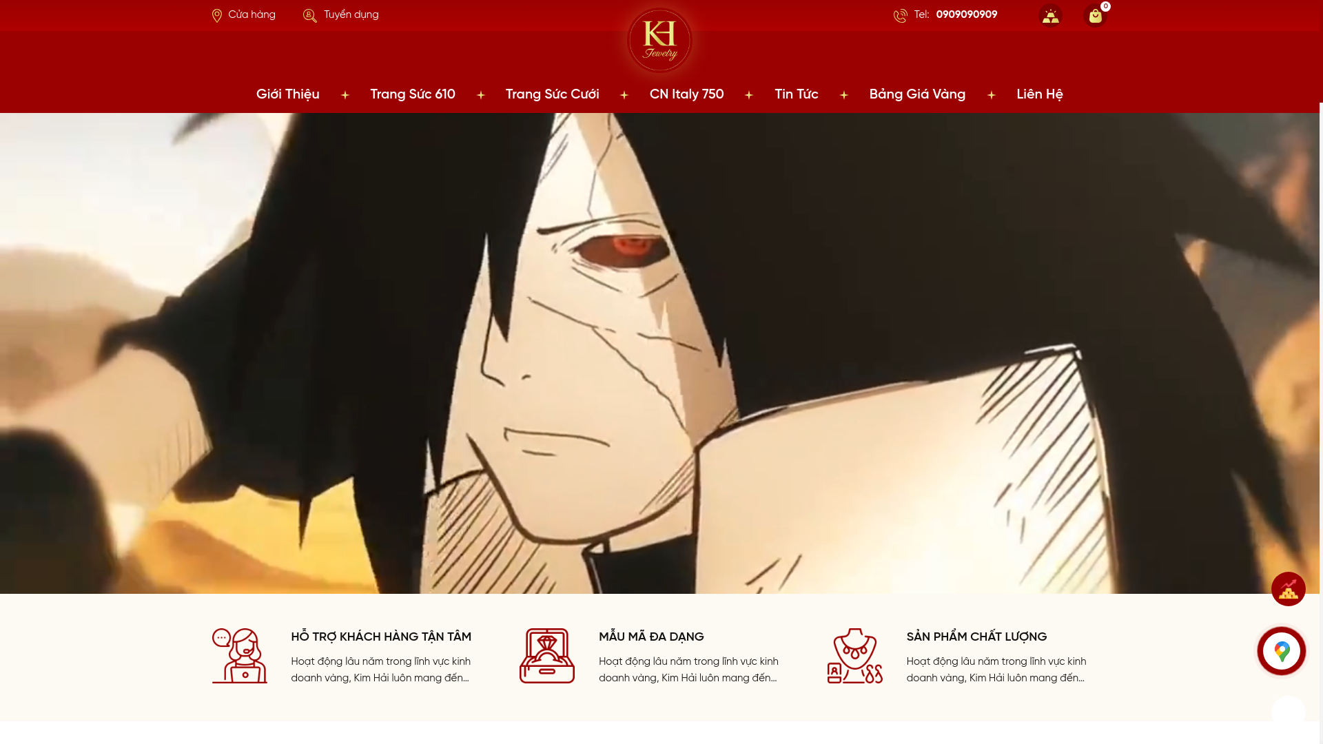 website screenshot of https://tiemvangkimhai.com/