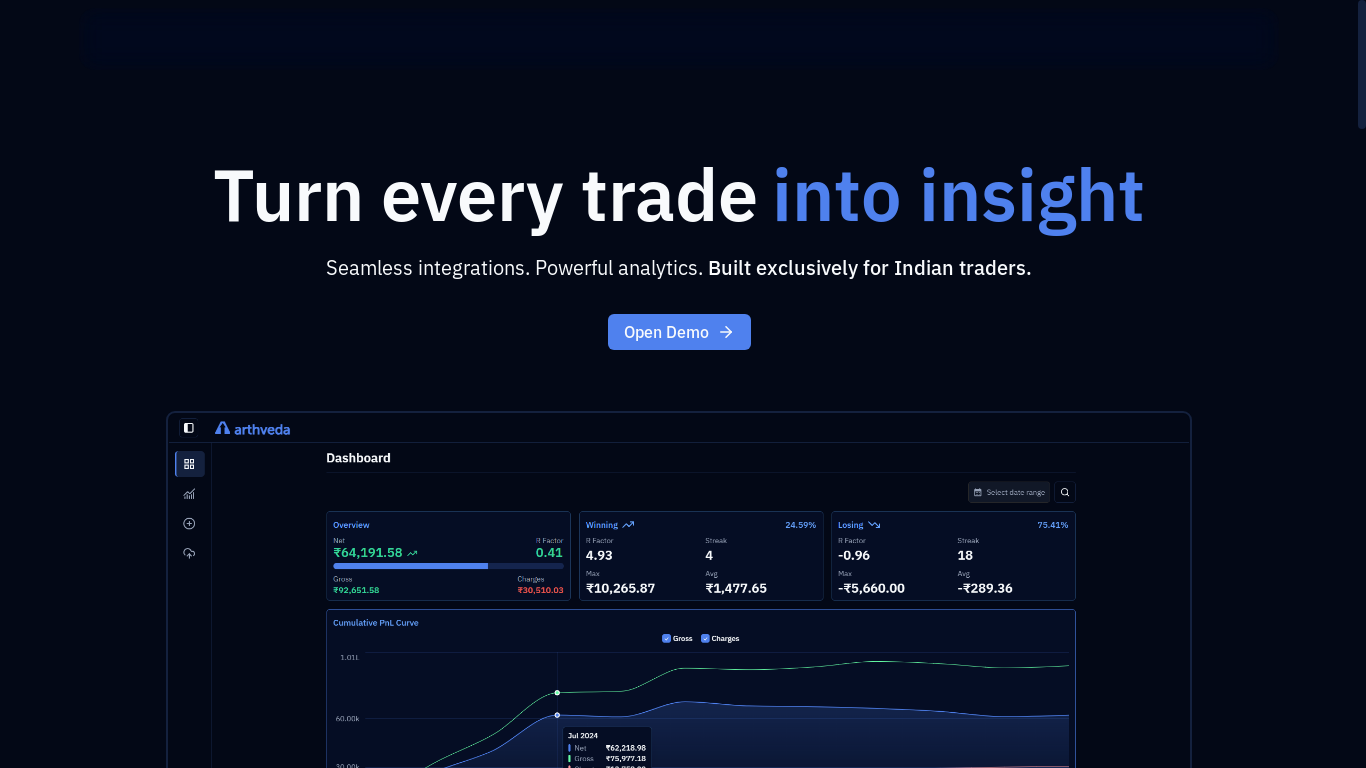 website screenshot of https://arthveda.app/
