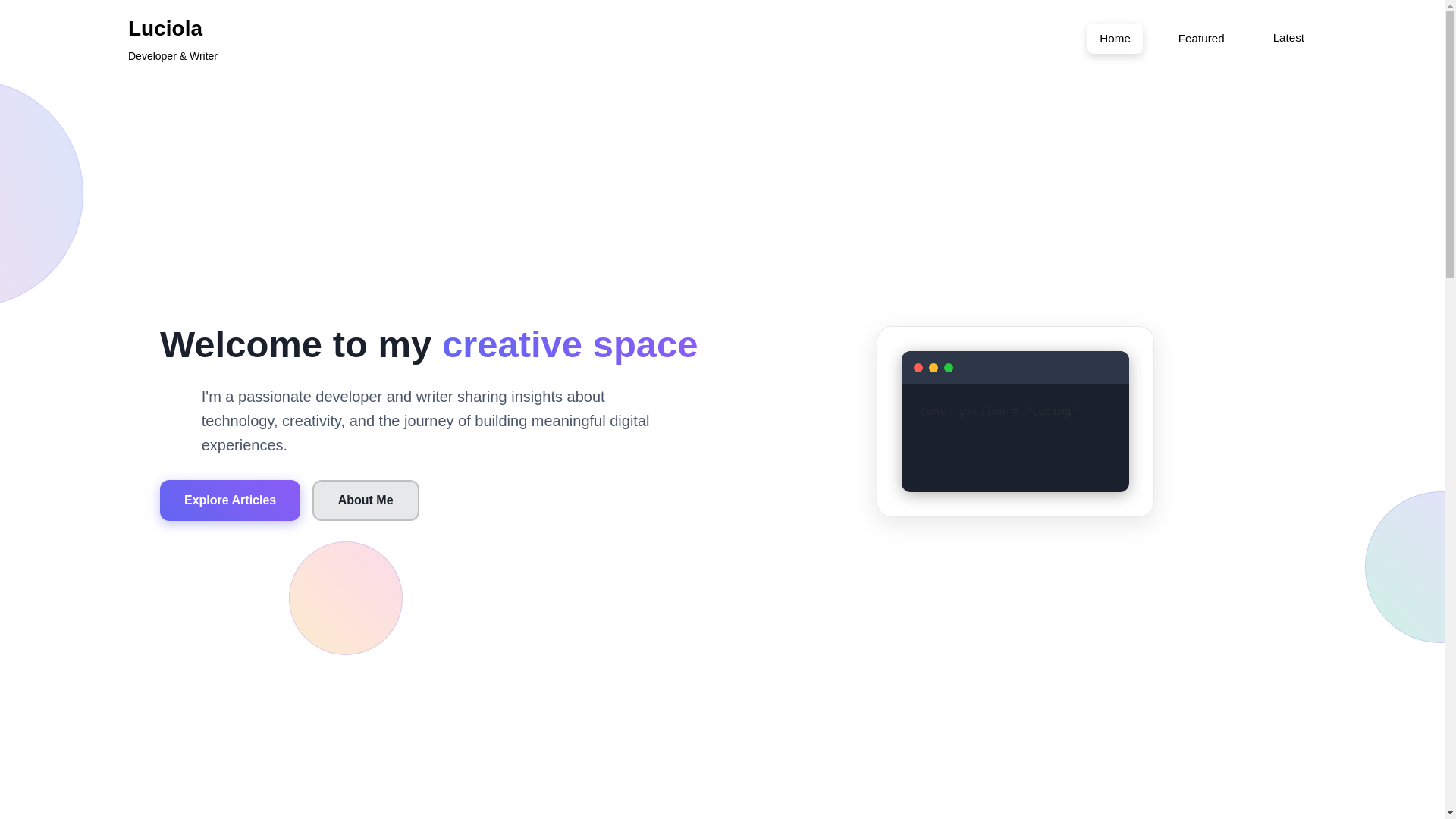 website screenshot of https://luciola-simple-blog-website.pages.dev/