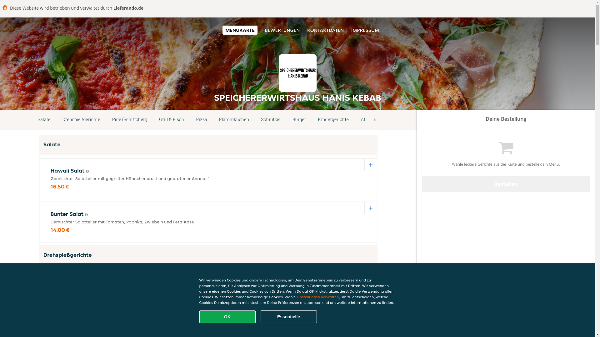 website screenshot of https://speichererwirtshaushaniskebab-speicher.de/