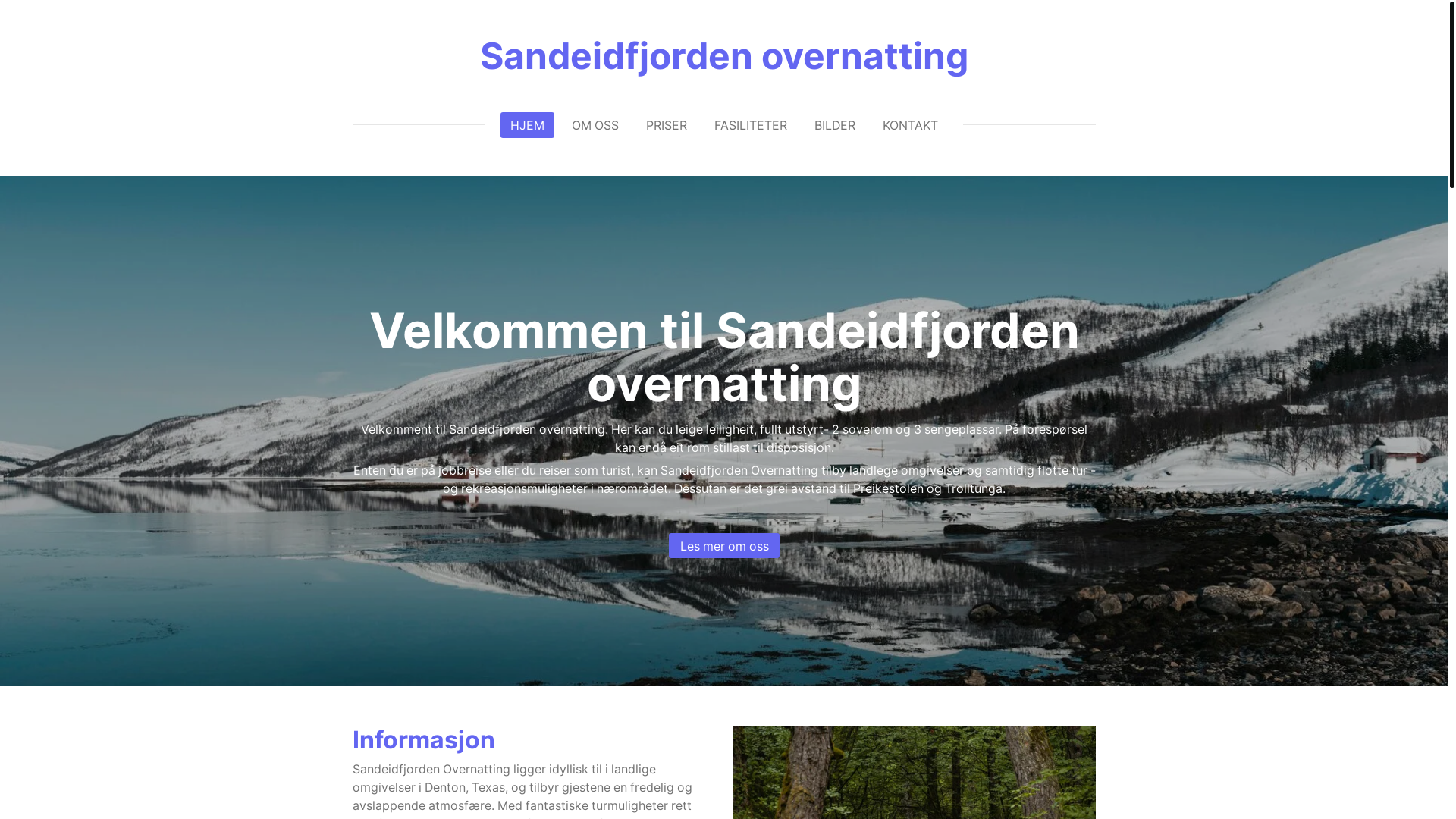 website screenshot of https://sandeidfjorden-overnatting.com/