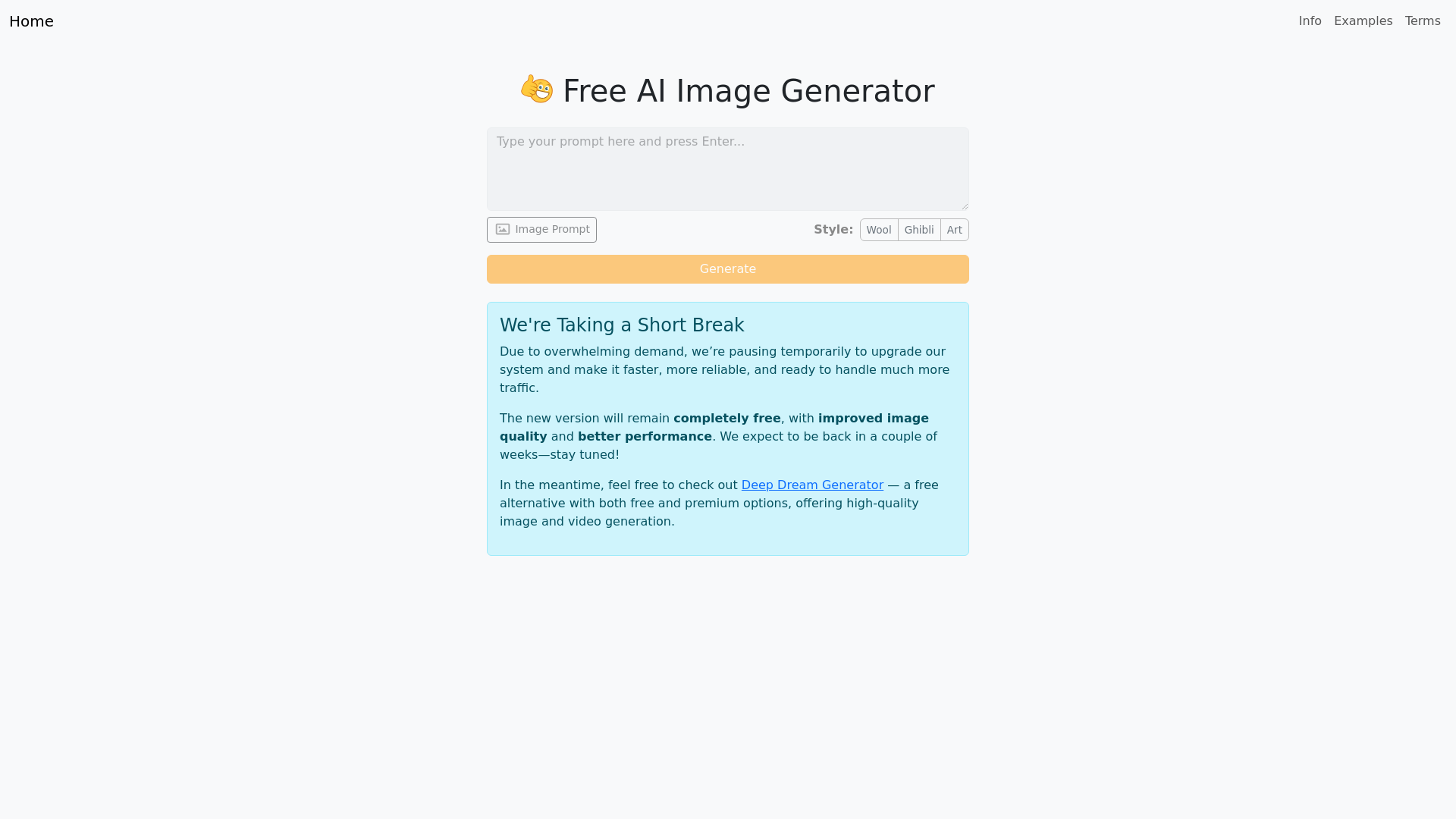website screenshot of https://freeaiimagegenerator.pages.dev/