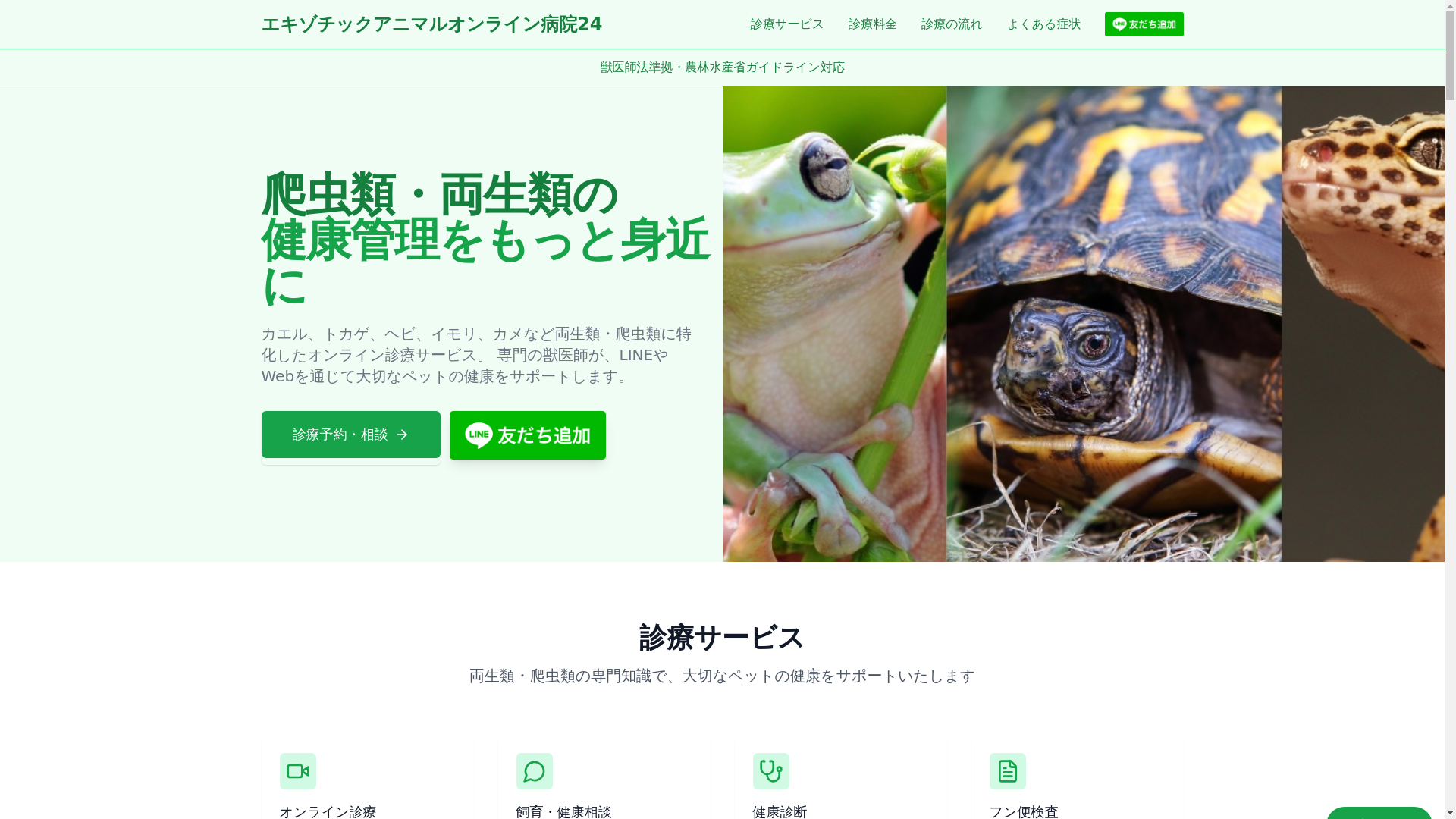 website screenshot of https://exotic-animal-online-clinic24.com/