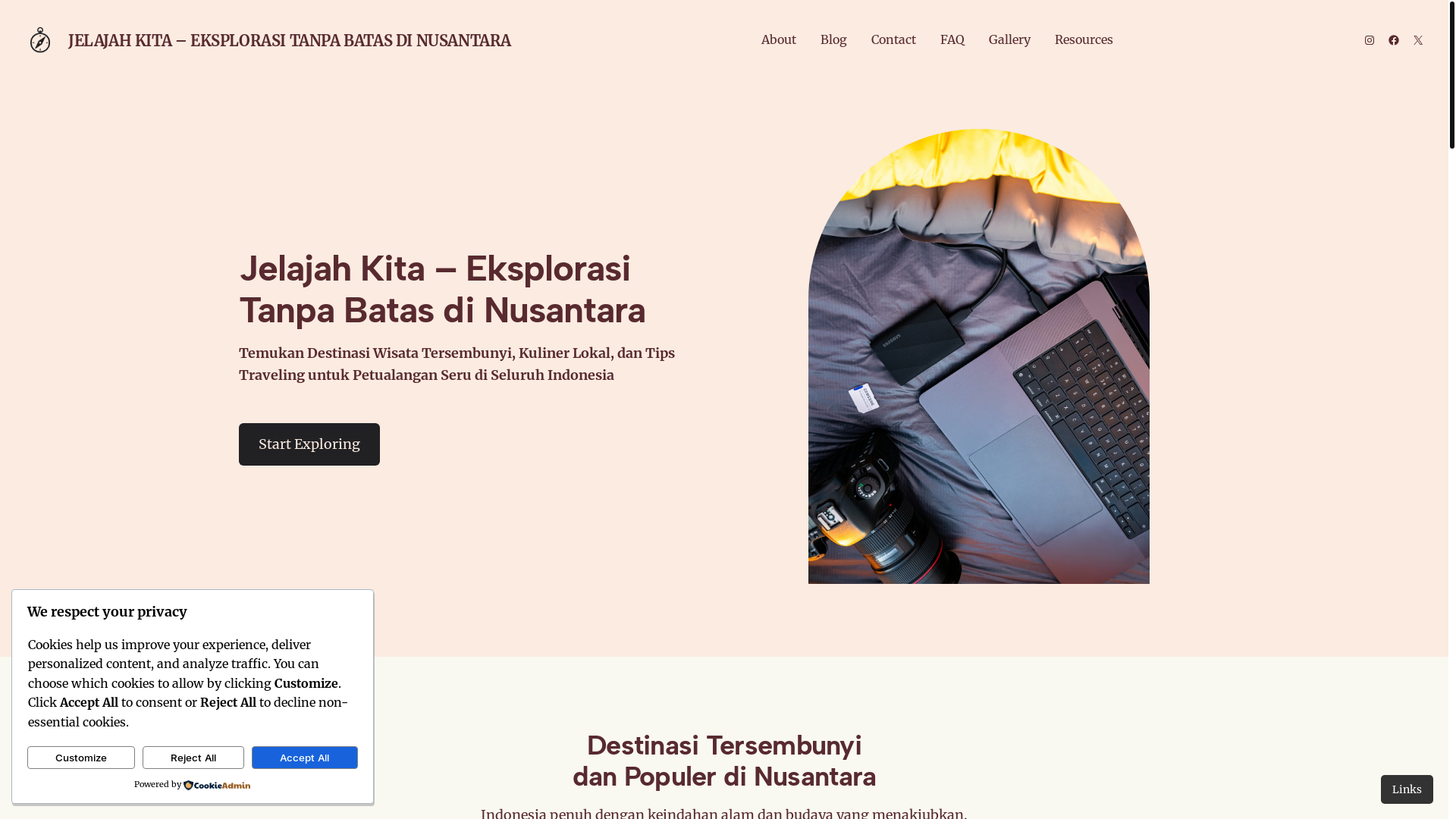 website screenshot of https://jelajahkita.id/