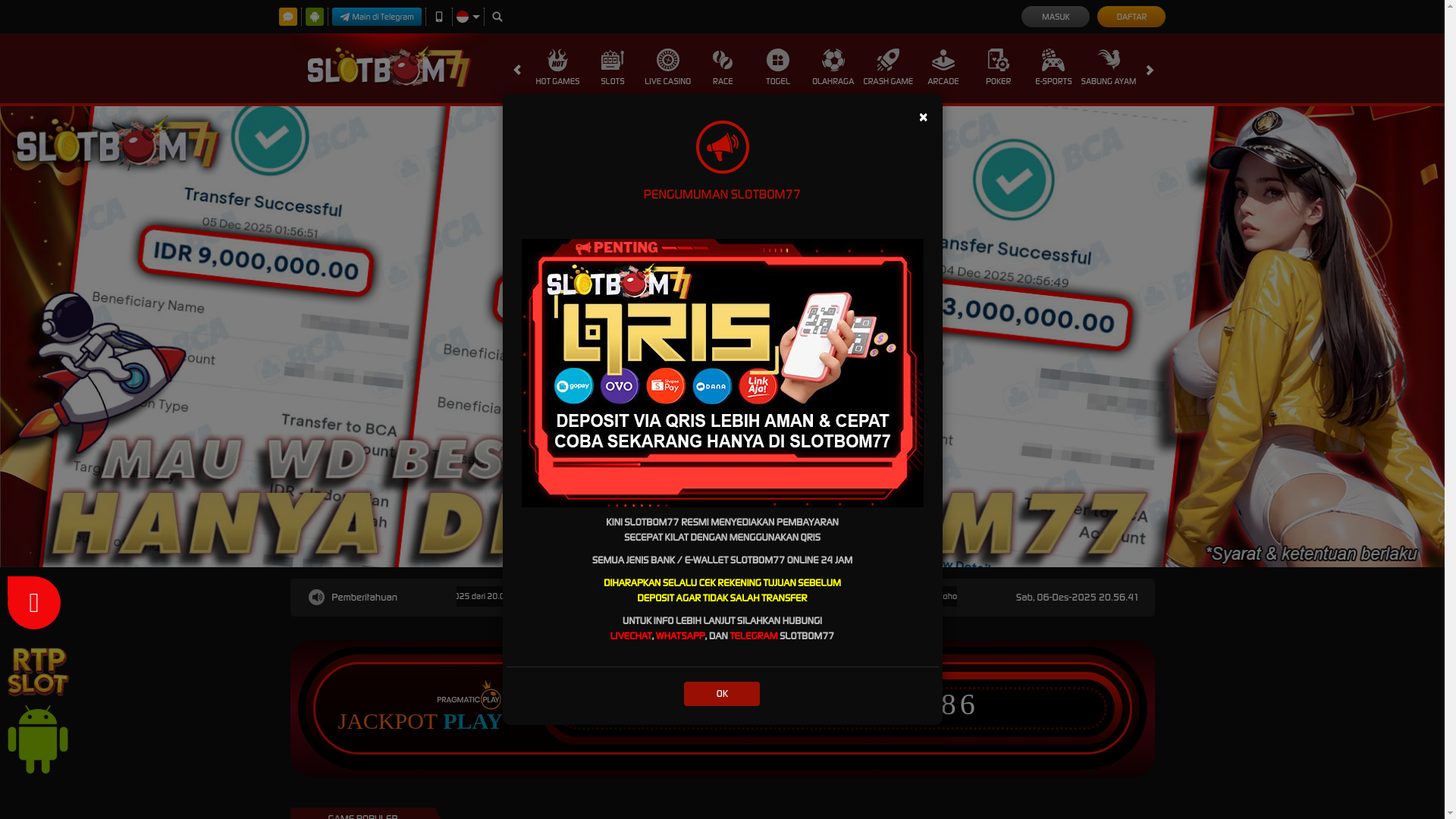 website screenshot of https://slotbom77sg.top/