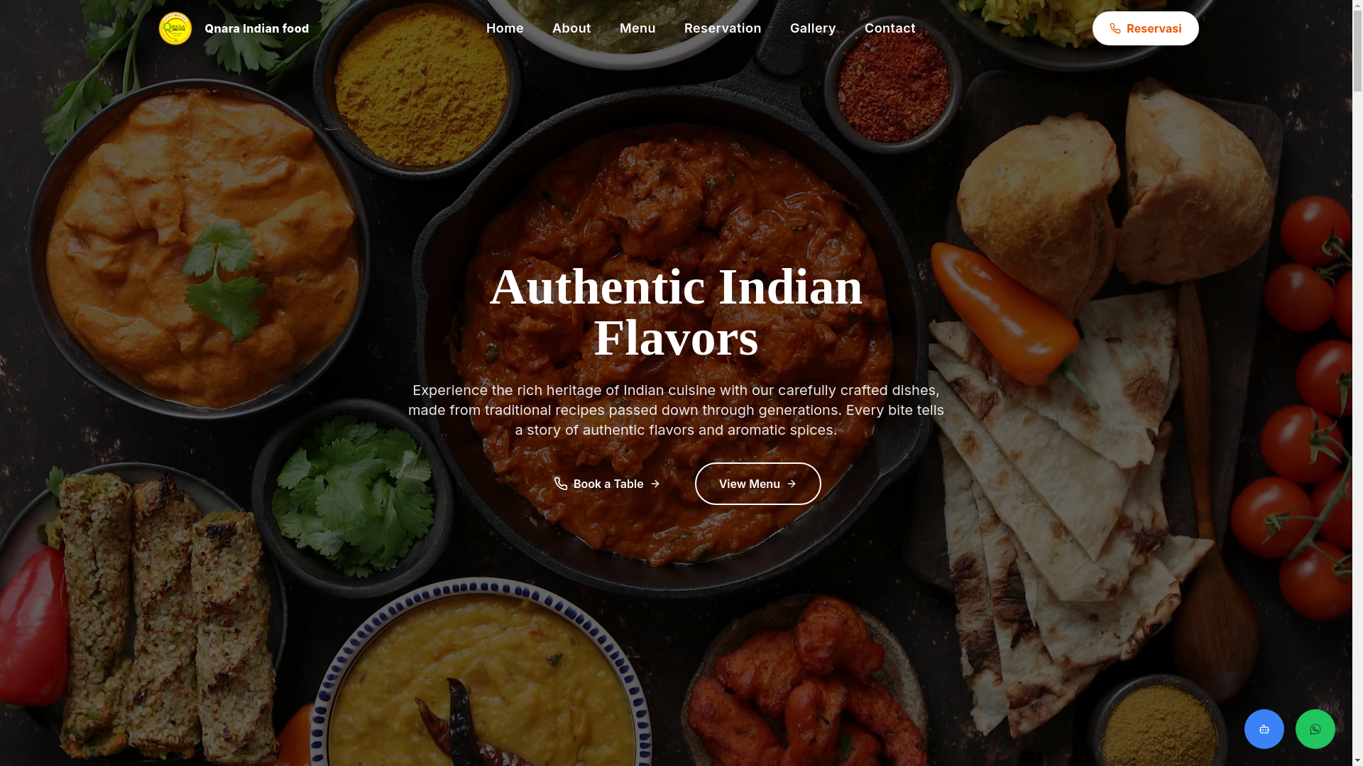 website screenshot of https://qnaraindianfood.com/
