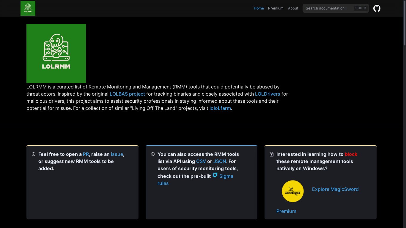 website screenshot of https://lolrmm.io/
