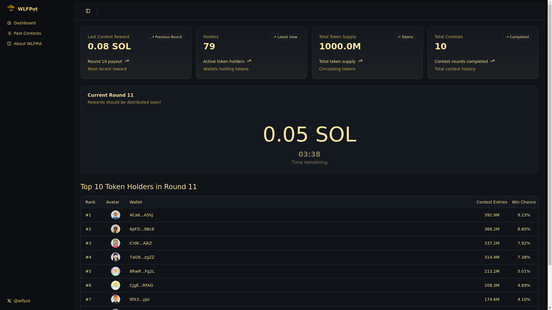 website screenshot of https://wlfpot.fun/