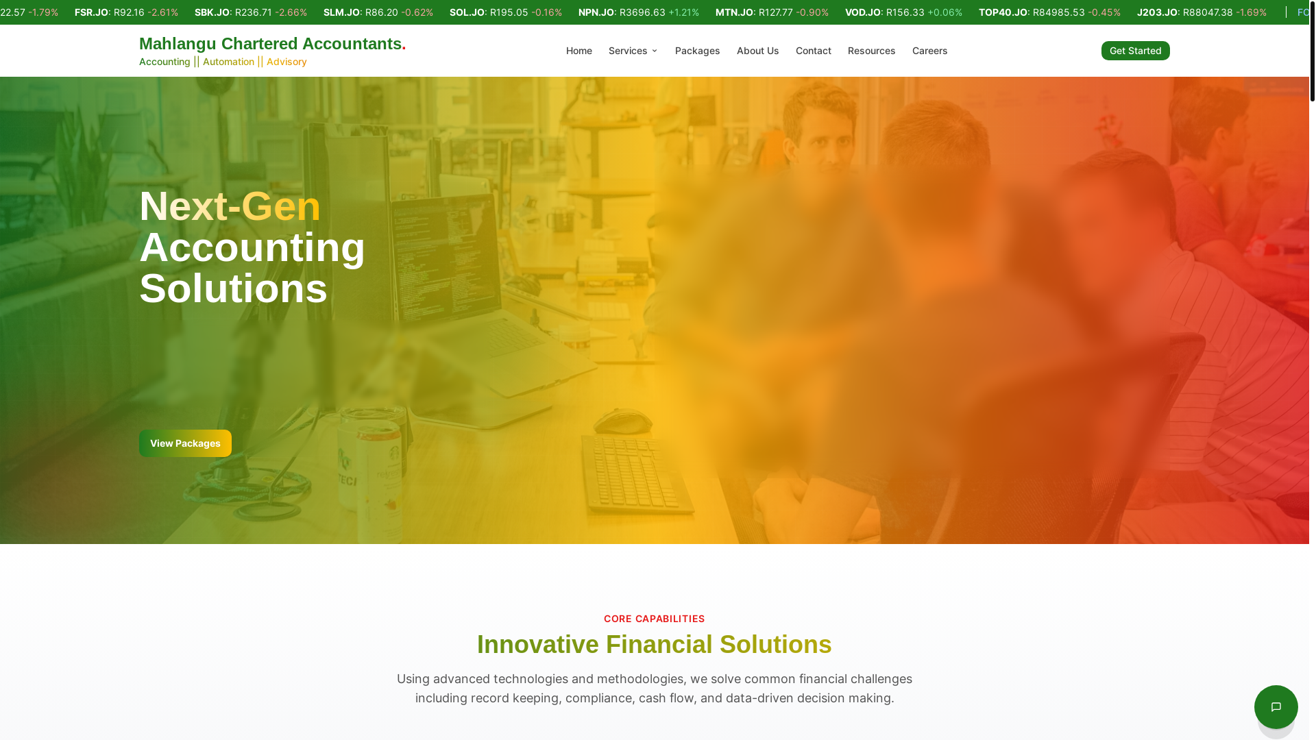 website screenshot of https://mahlangucharteredaccountants.org/
