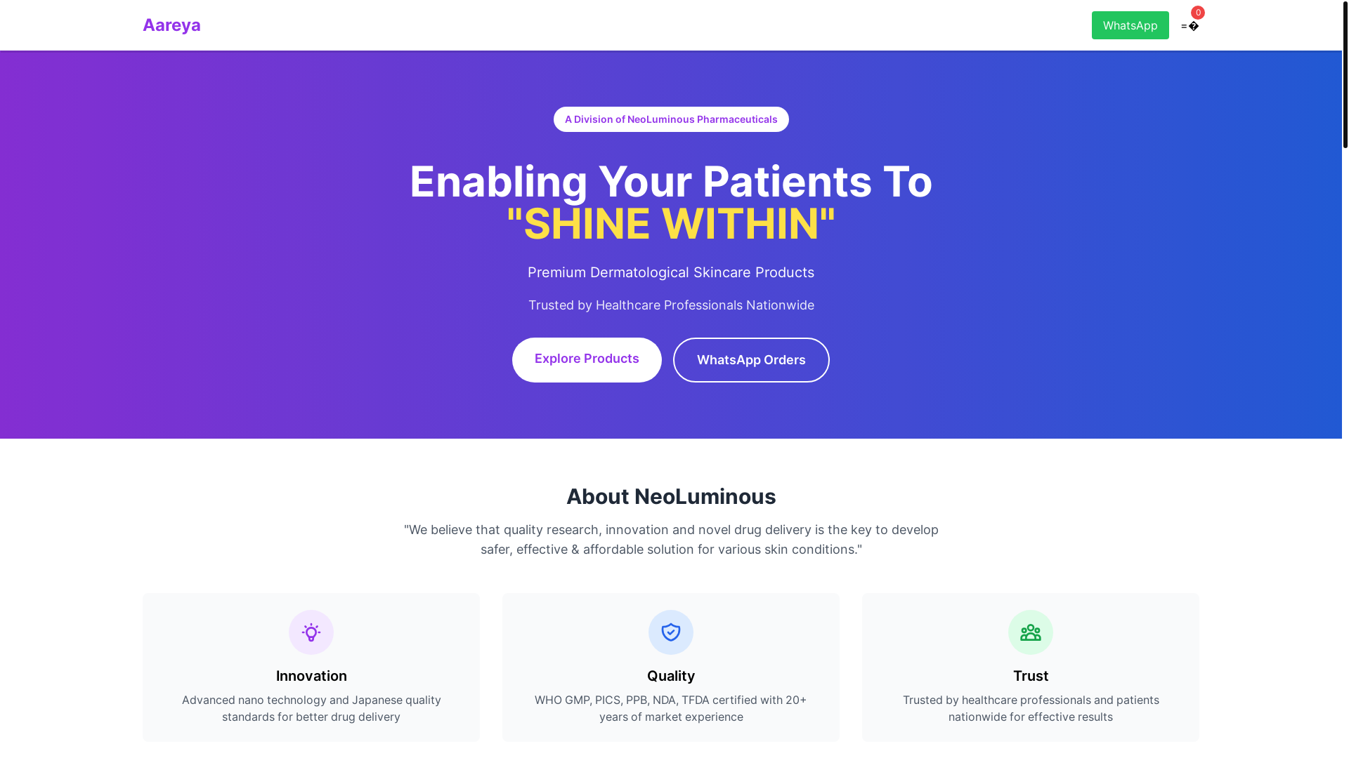 website screenshot of https://aareya-1.pages.dev/