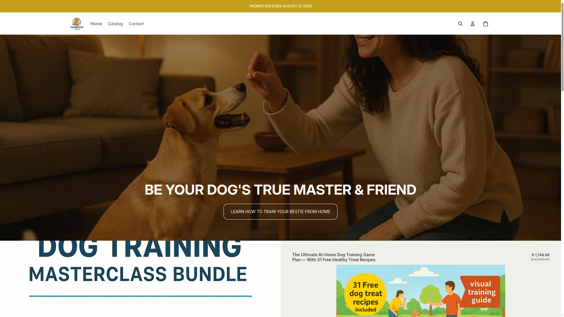 website screenshot of https://trainmypup.co.za/