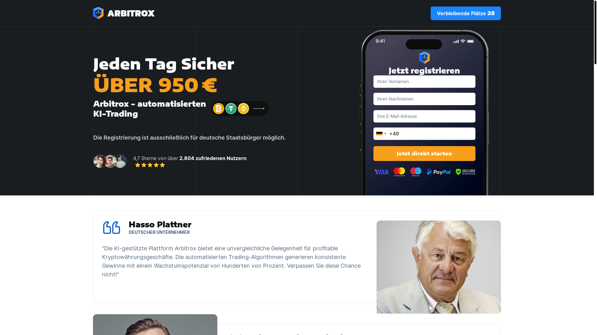 website screenshot of https://arbitrox-invest.com/