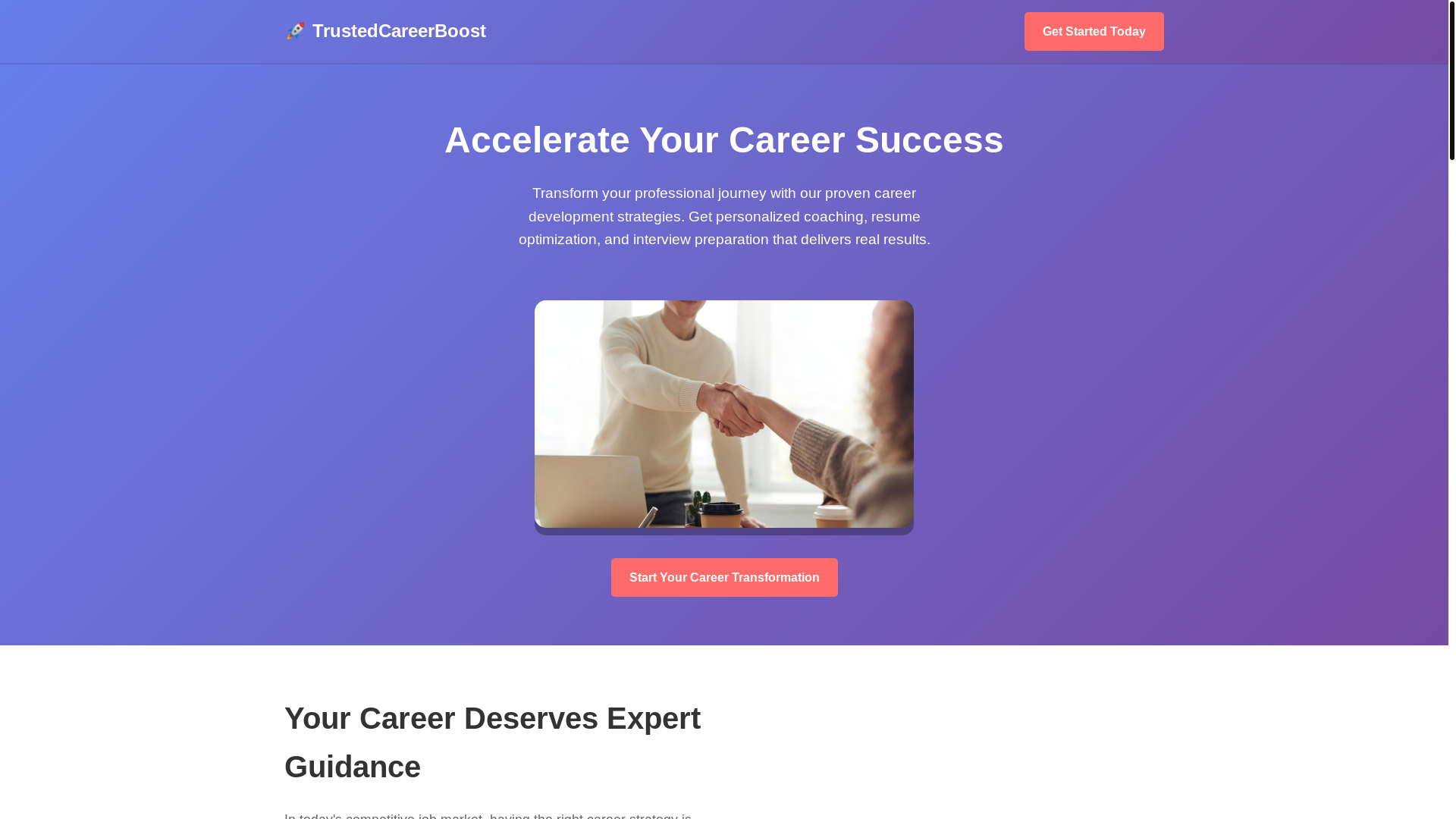 website screenshot of https://trustedcareerboost.xyz/