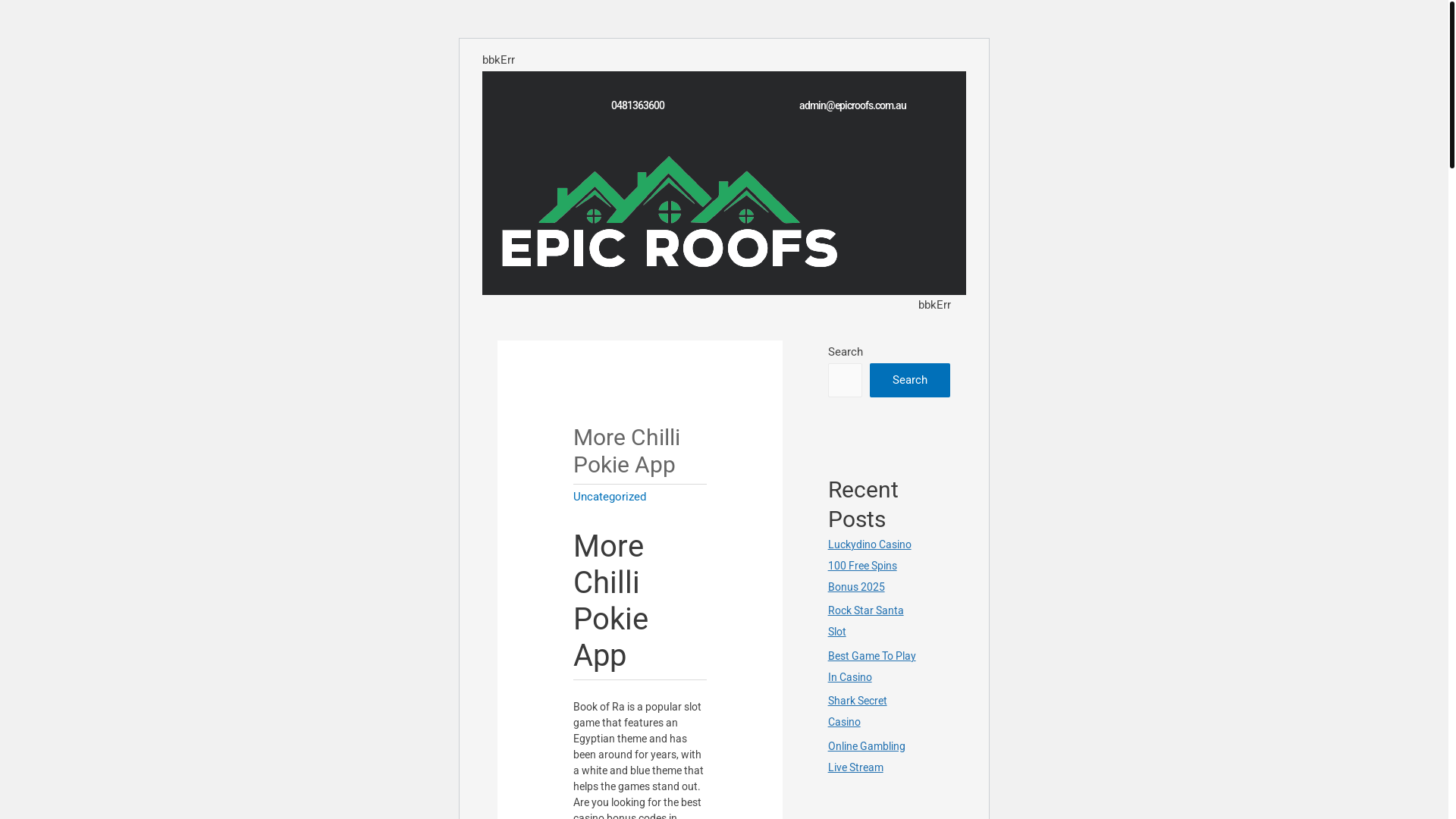 website screenshot of https://epicroofs.com.au/more-chilli-pokie-app/