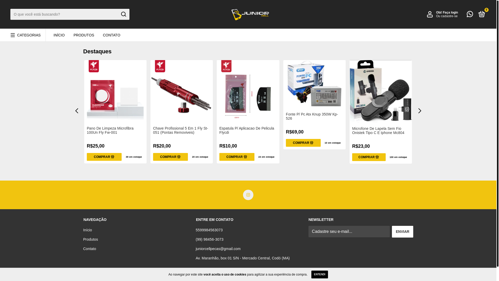 website screenshot of https://lojajrcell.com.br/