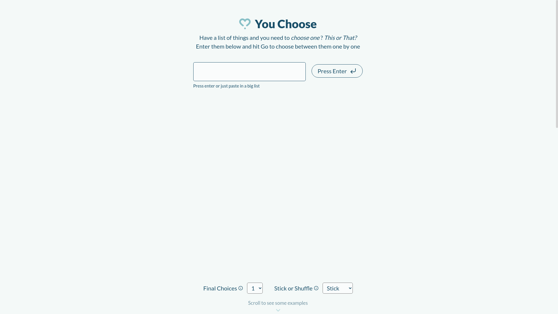 website screenshot of https://www.youchoose.one