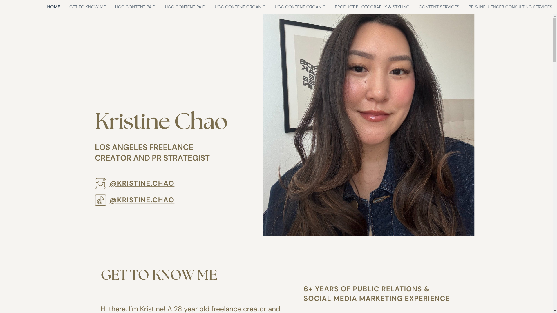 website screenshot of https://hellokristinechao.com/