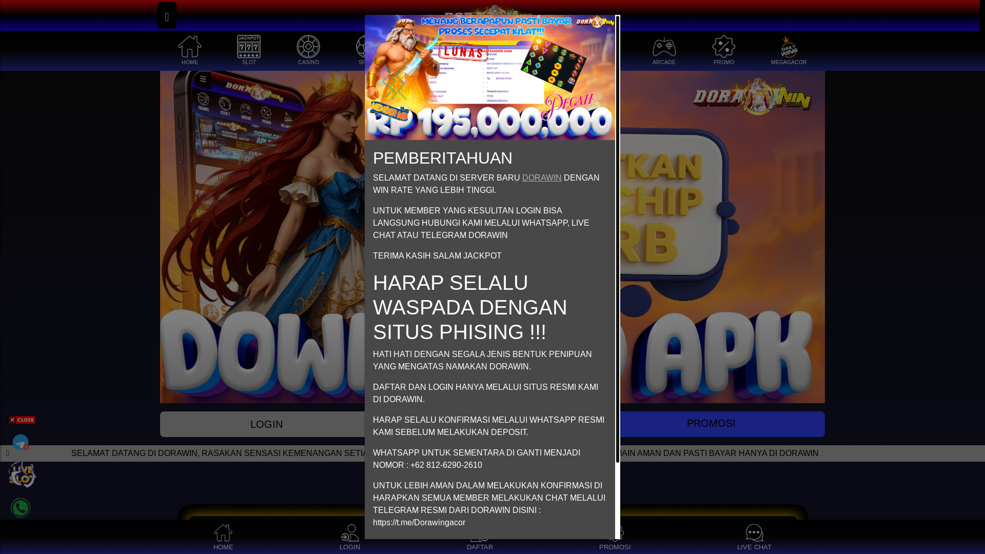 website screenshot of https://daftardorawin.shop/