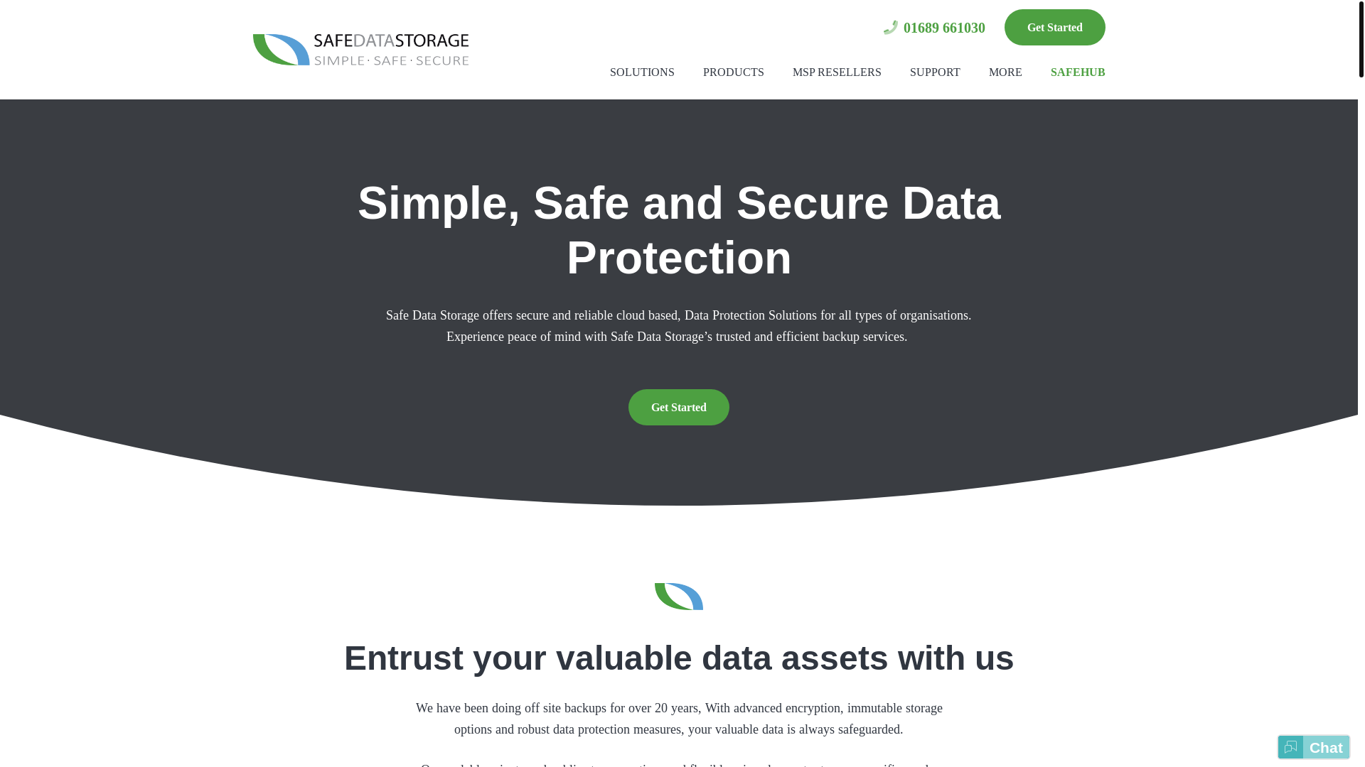 website screenshot of https://safedatastorage.co.uk/