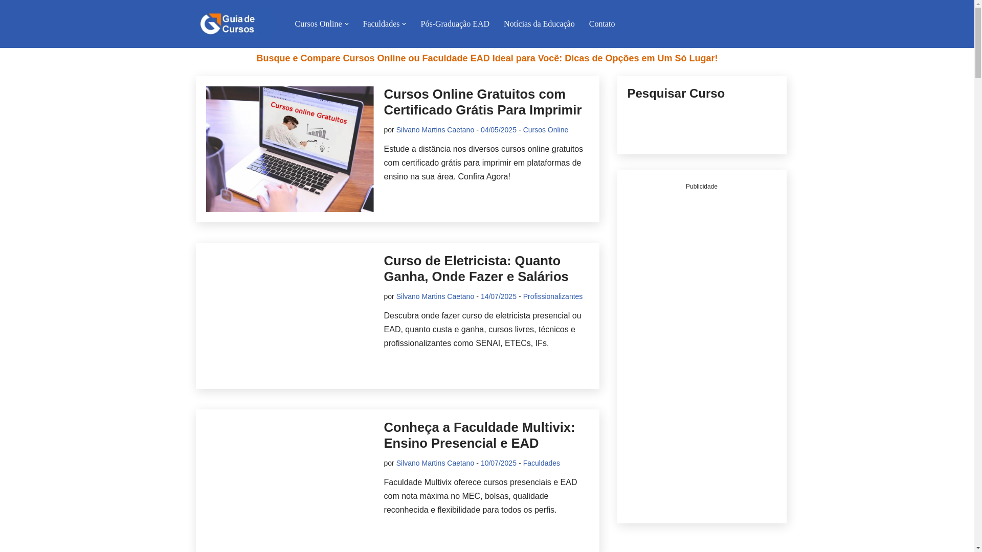 website screenshot of https://www.guiadecursosonline.com/