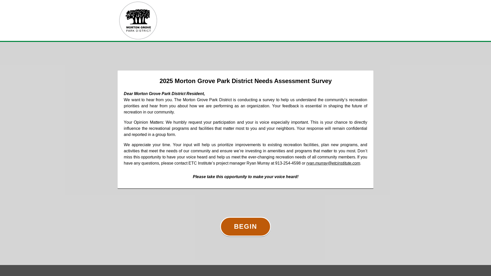 website screenshot of https://mortongrovepdsurvey.org/
