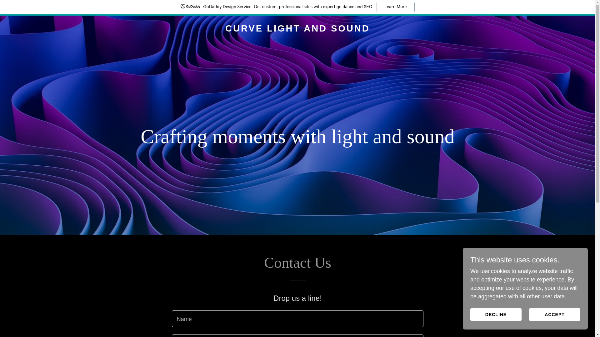 website screenshot of https://curvelightandsound.com/