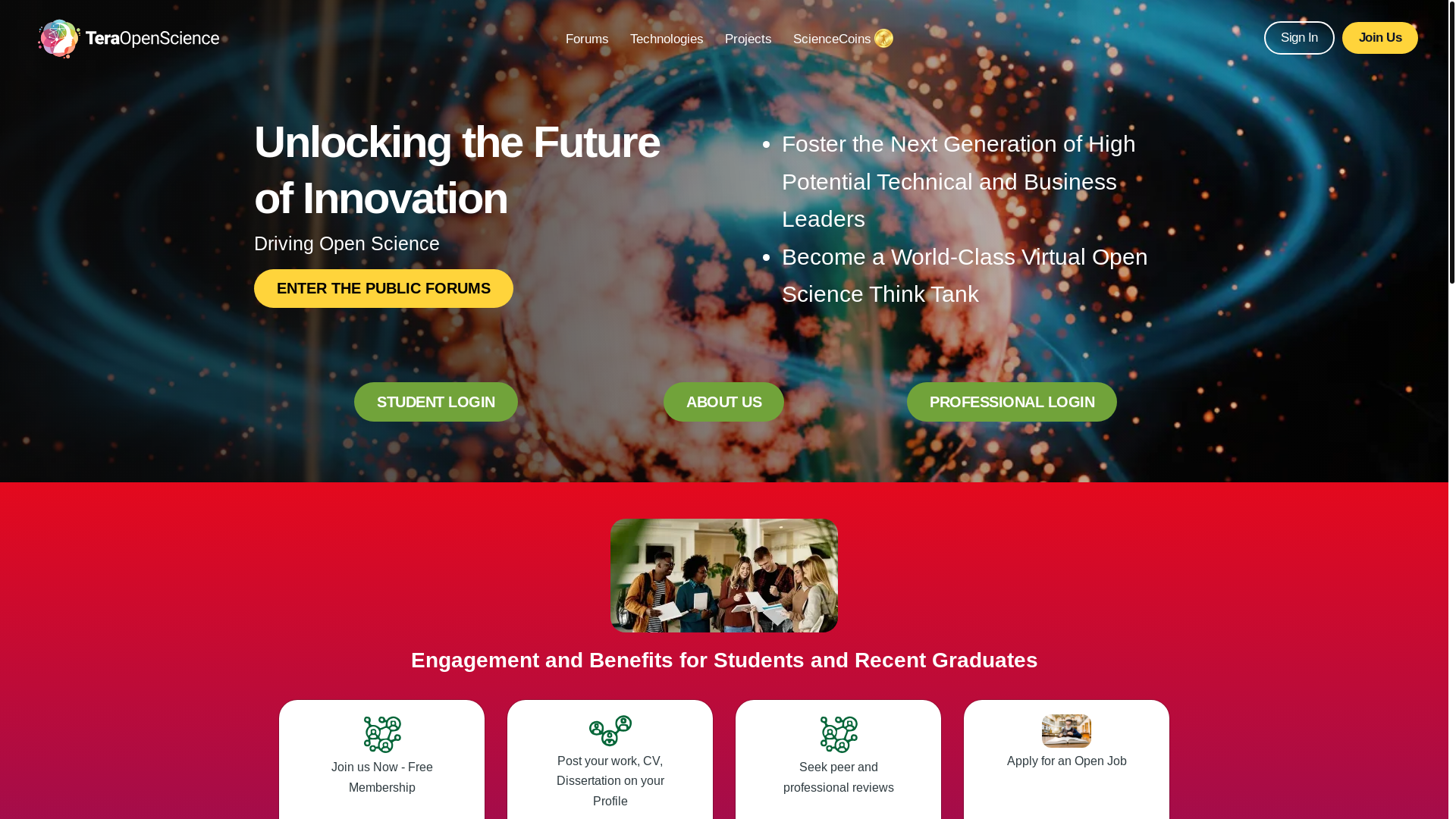 website screenshot of https://tryteraopenscience.com/