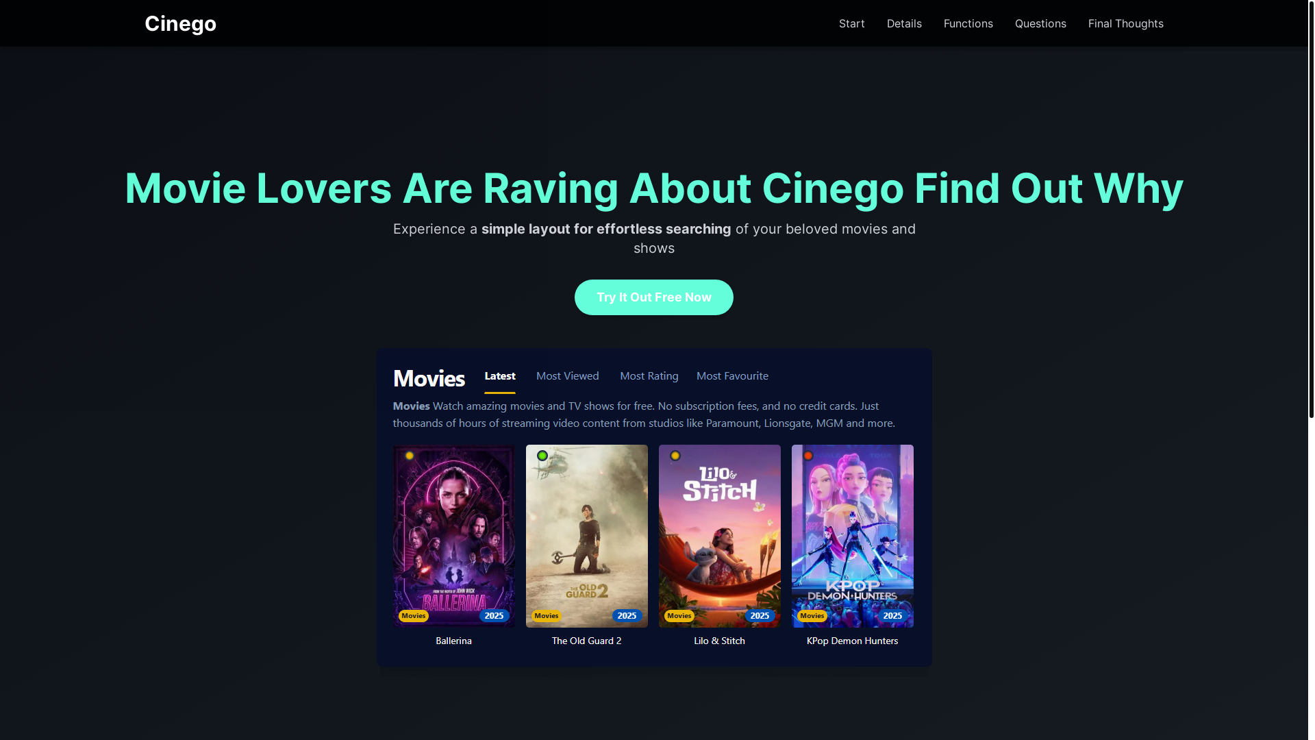 website screenshot of https://cinego-6tj6.pages.dev/