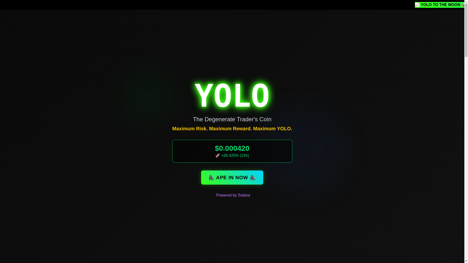 website screenshot of https://yolotoken-test.online/