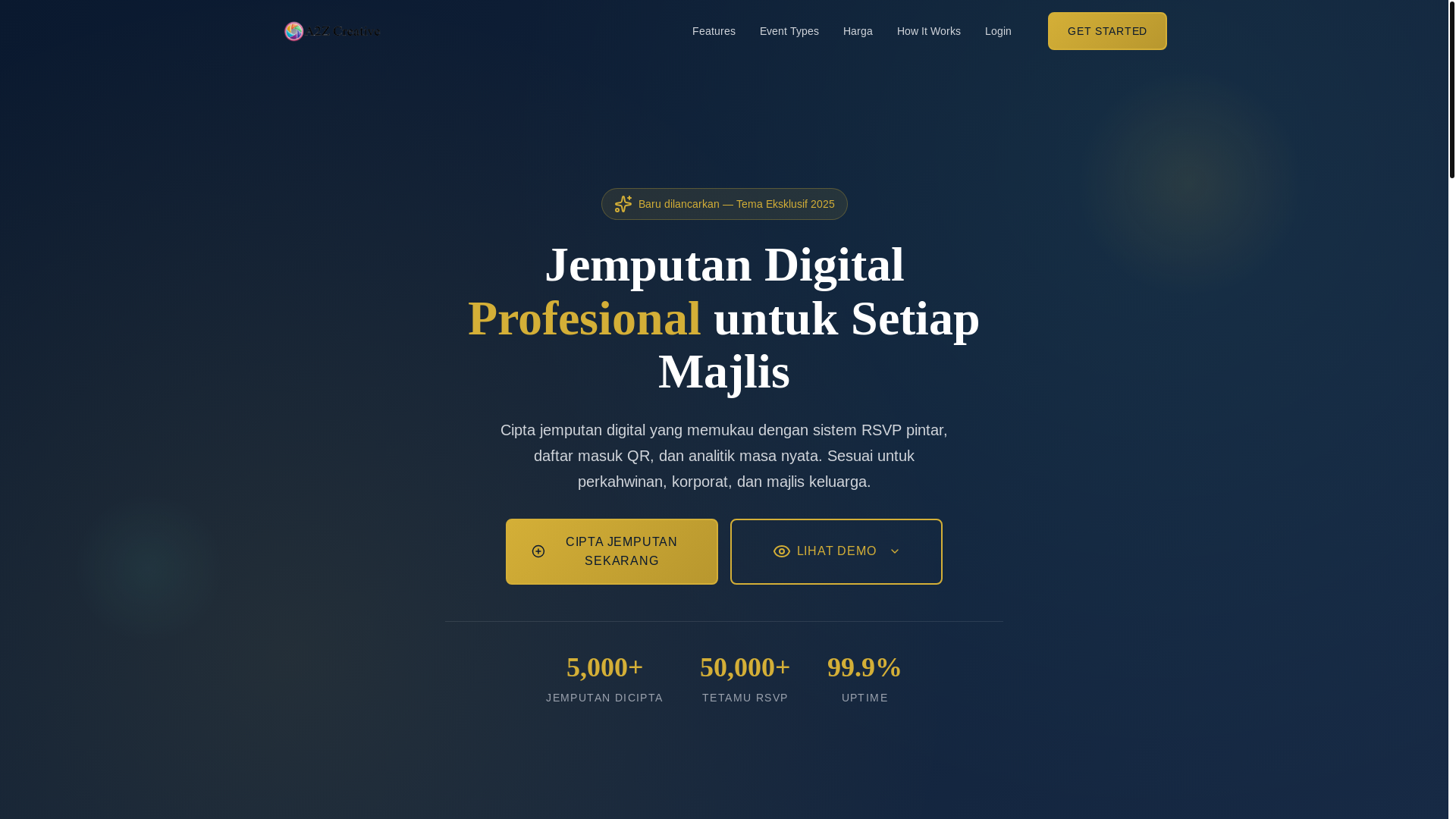 website screenshot of https://a2zcreative-invites.pages.dev/