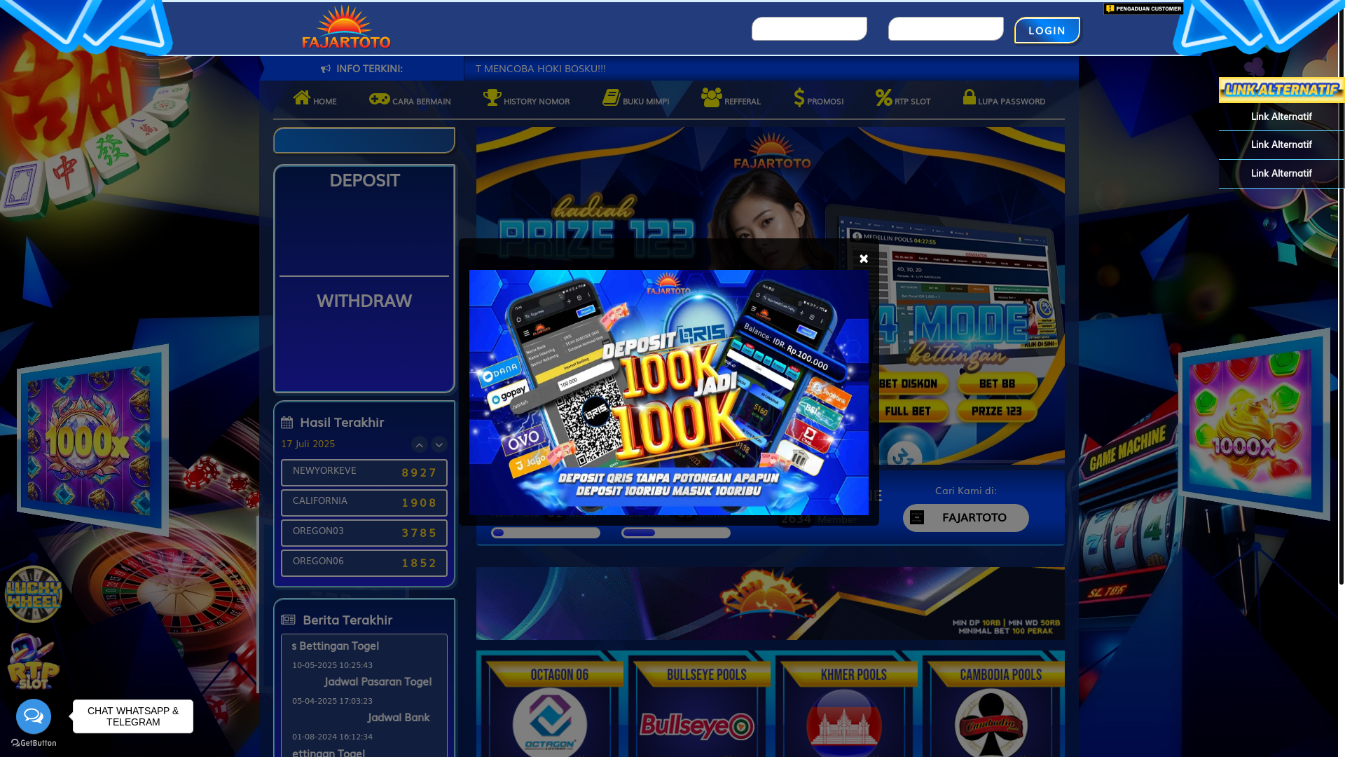 website screenshot of https://fajartoto035.com/