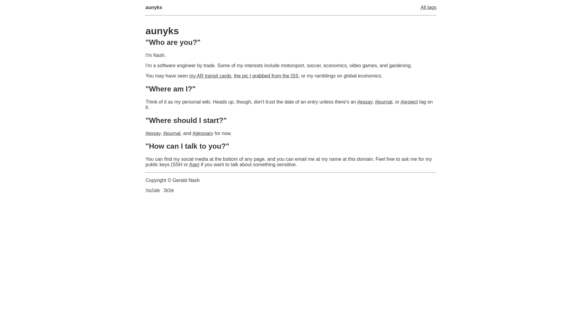 website screenshot of https://aunyks-blog.pages.dev/