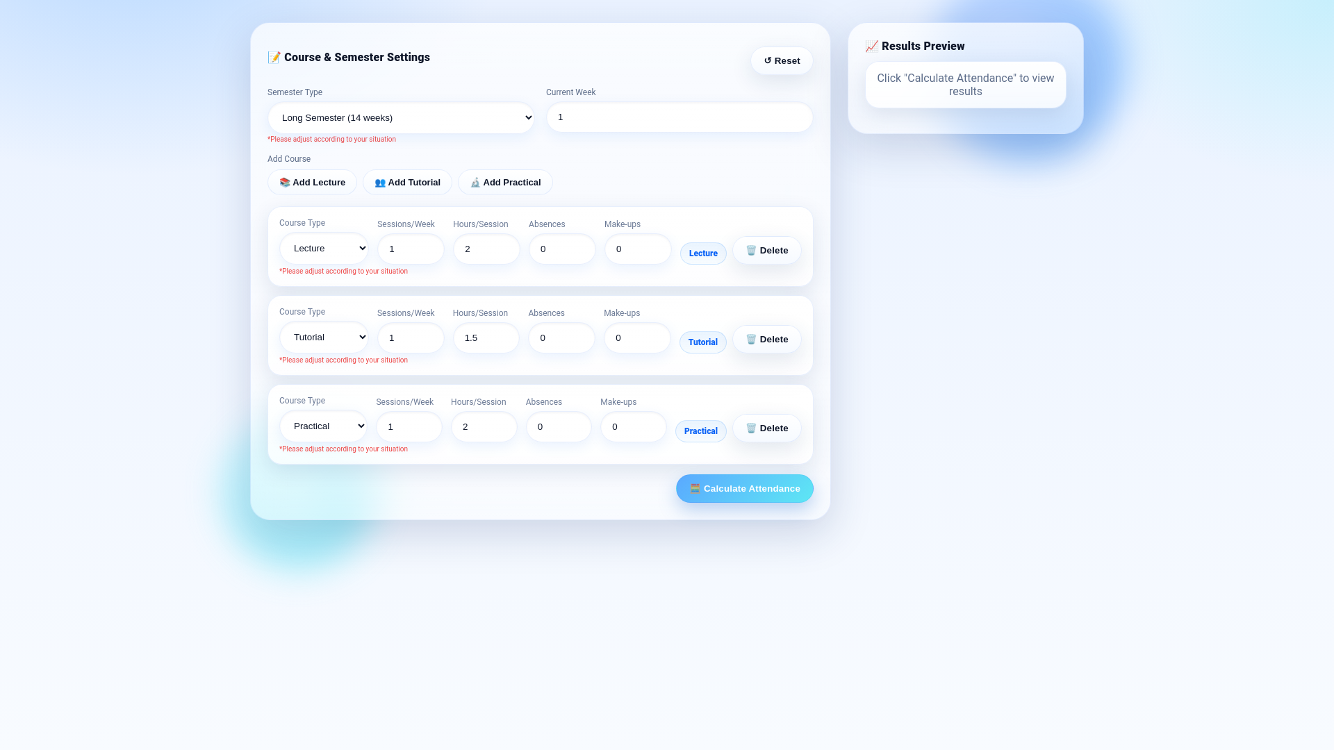 website screenshot of https://attendencecalculator1.pages.dev/