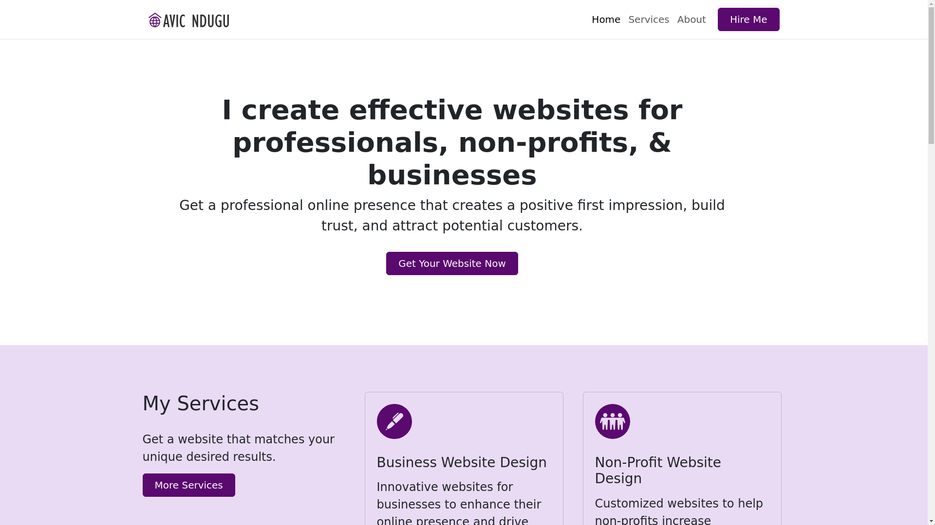 website screenshot of https://avicndugu.pages.dev/