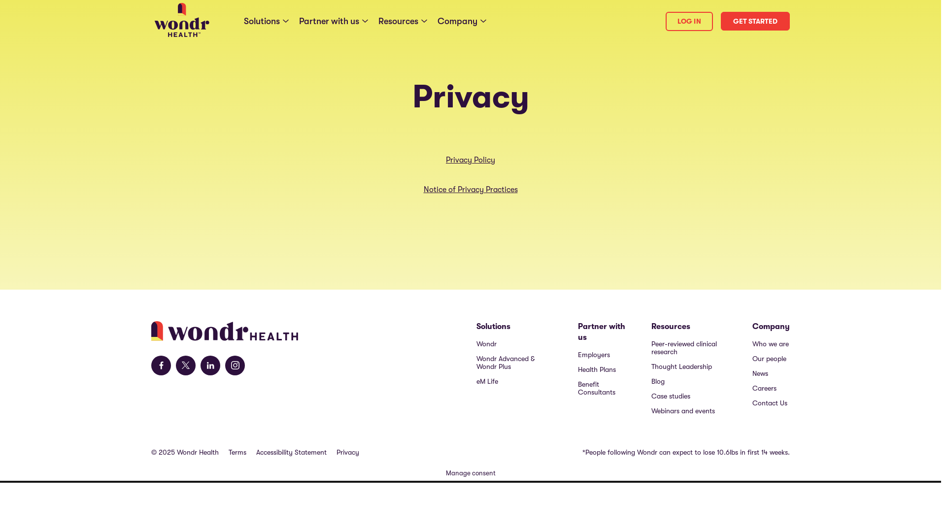 website screenshot of https://wondrhealth.com/privacy