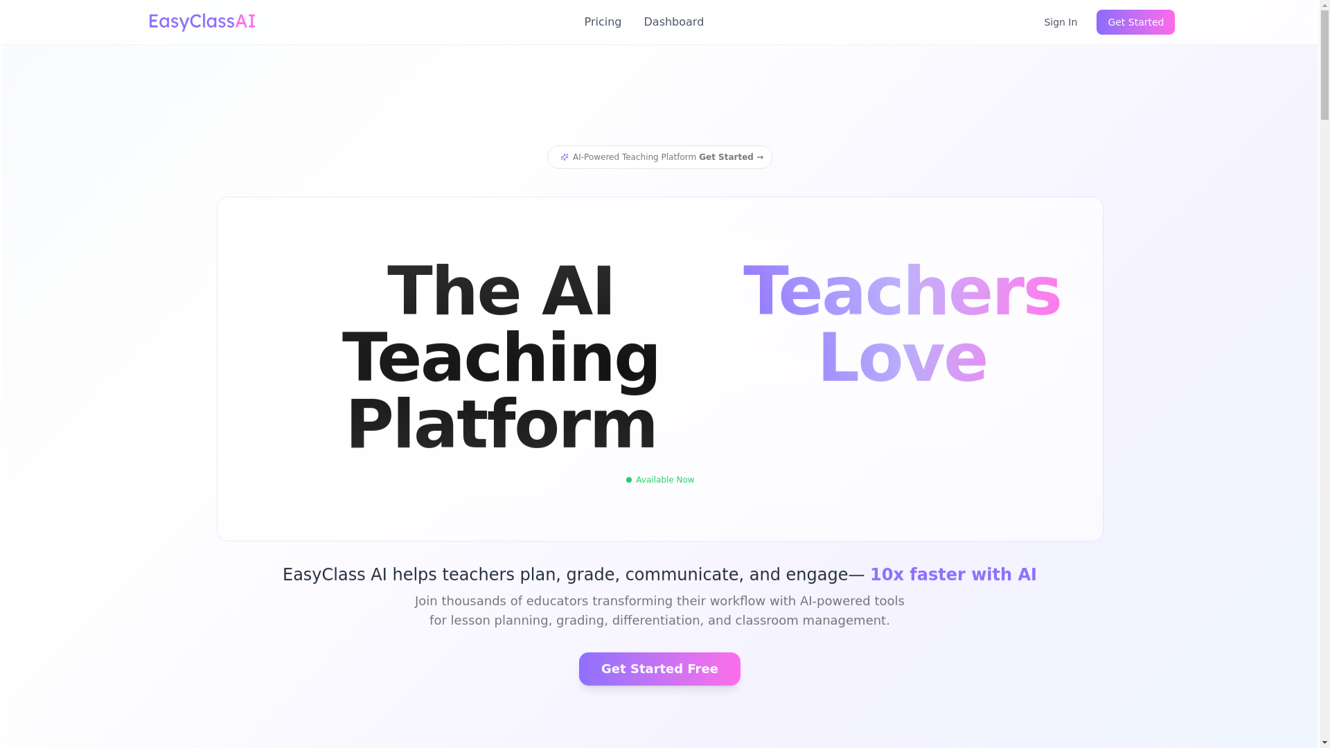 website screenshot of https://tryeasyclass.com/