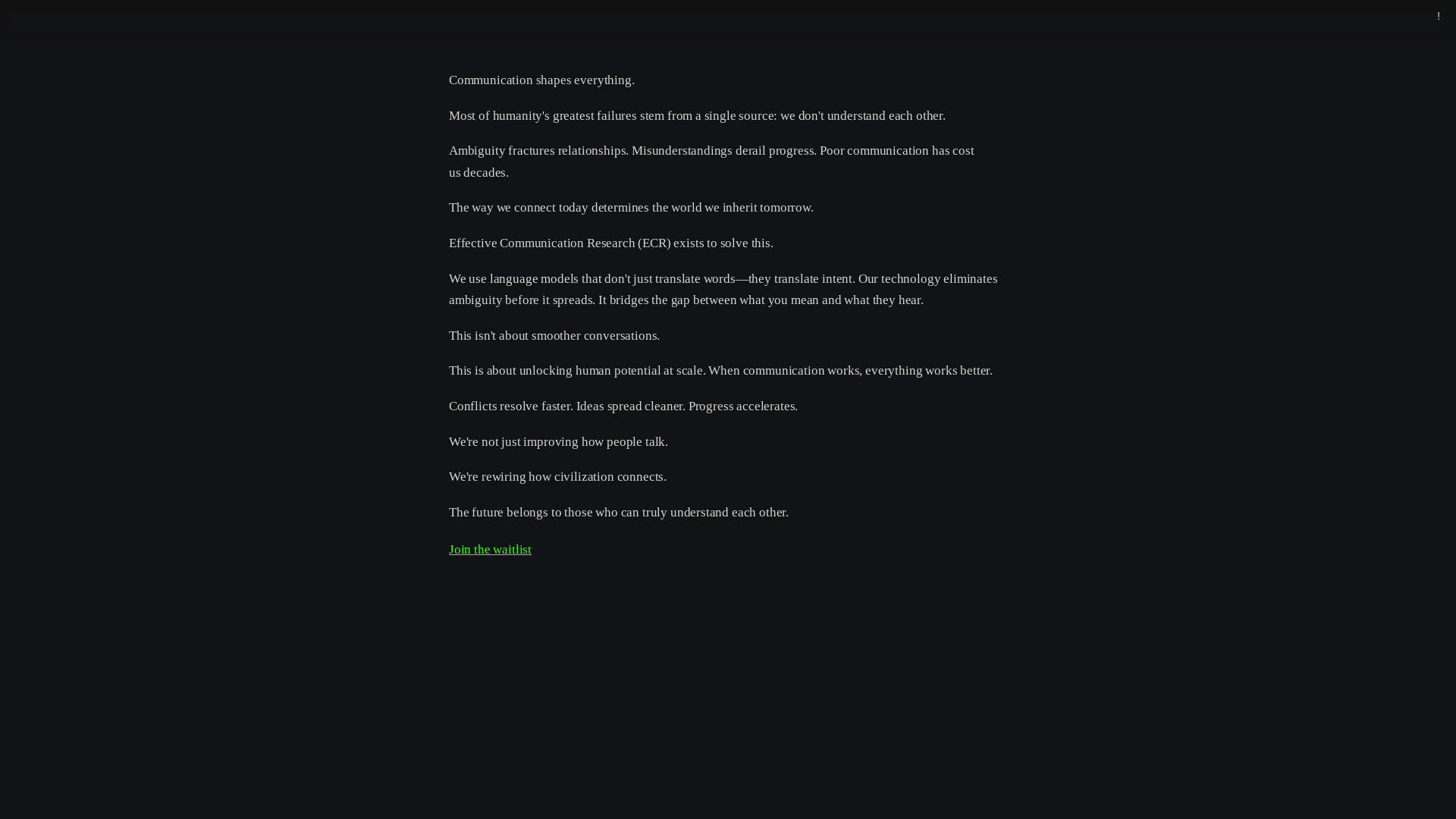 website screenshot of https://effectivecommunicationresearch.org/