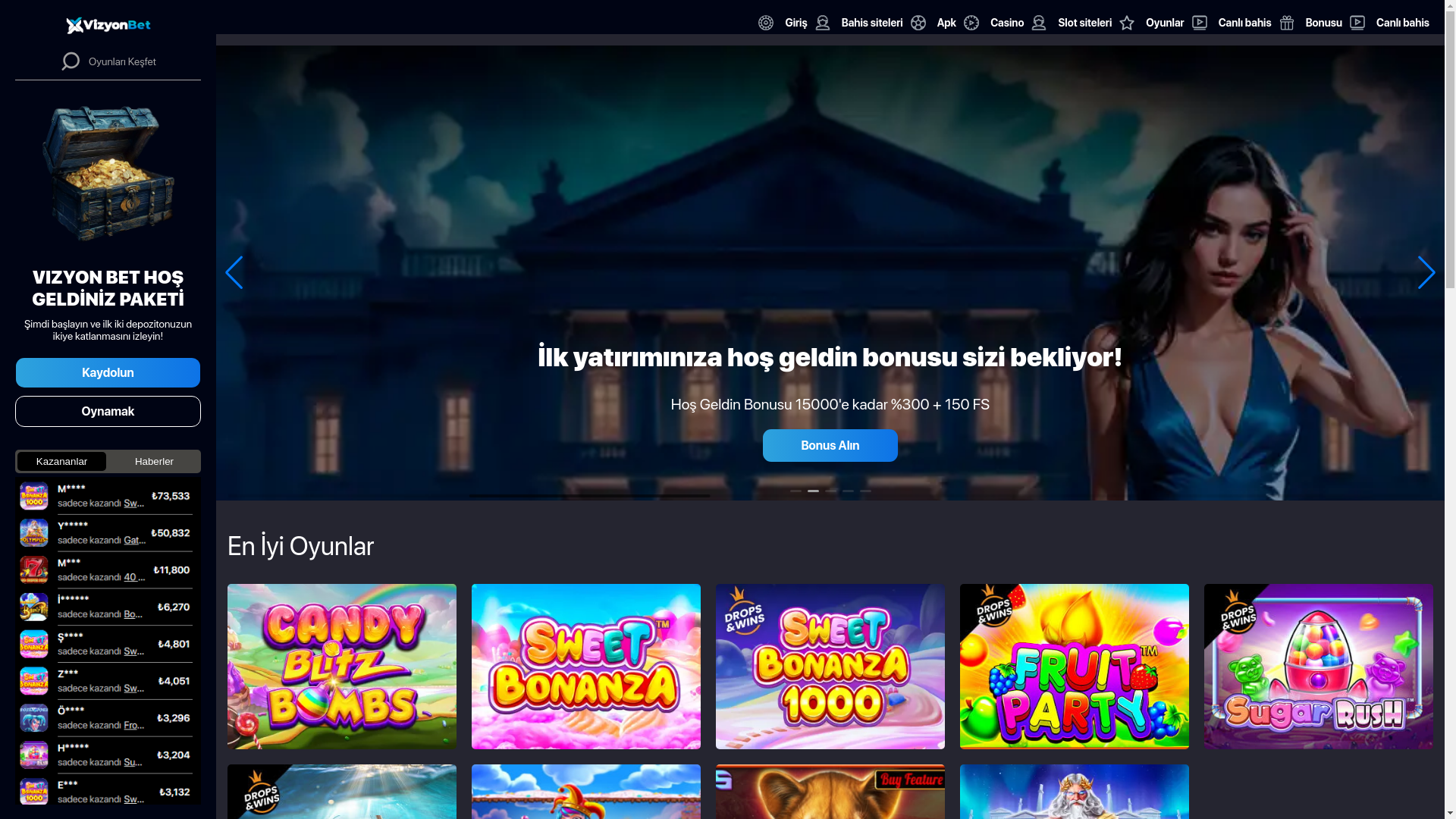 website screenshot of https://vizyon-bet.net/