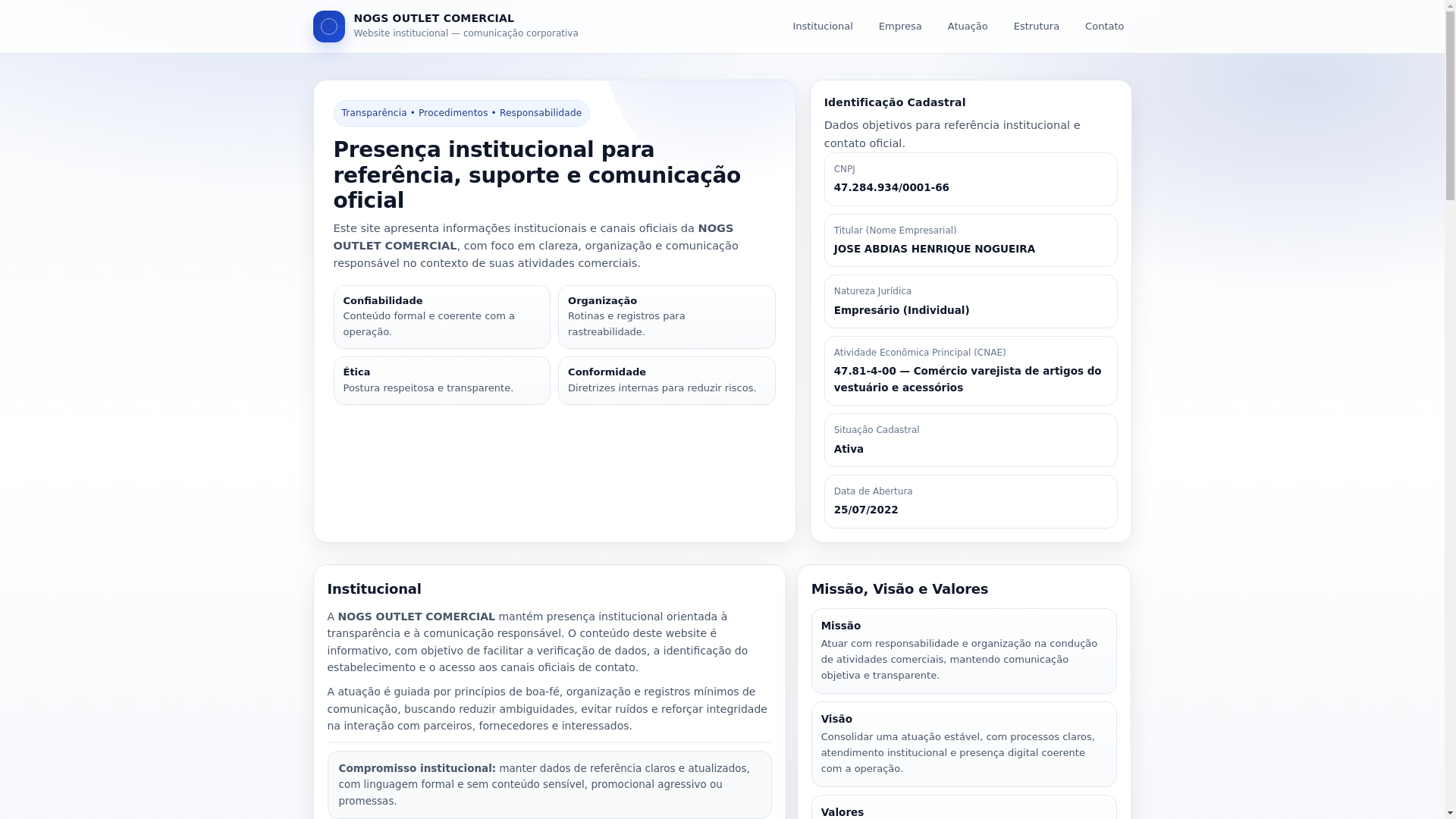 website screenshot of https://nogsoutlet.com/