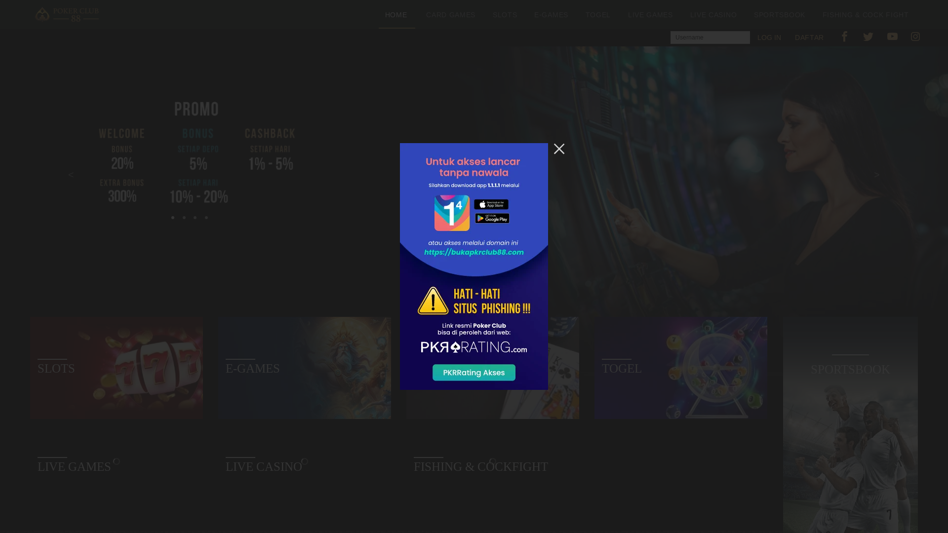 website screenshot of https://pkrclub88duck.vip/