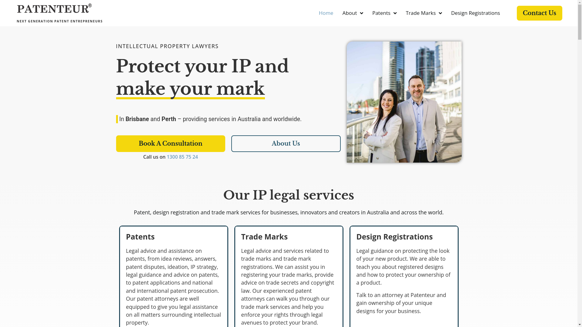 website screenshot of https://patenteur.com.au/