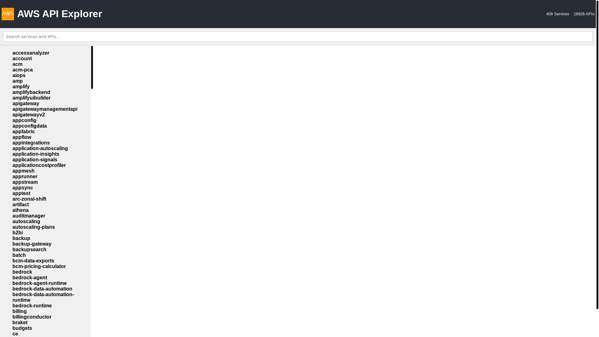 website screenshot of https://aws-api-explorer.pages.dev/