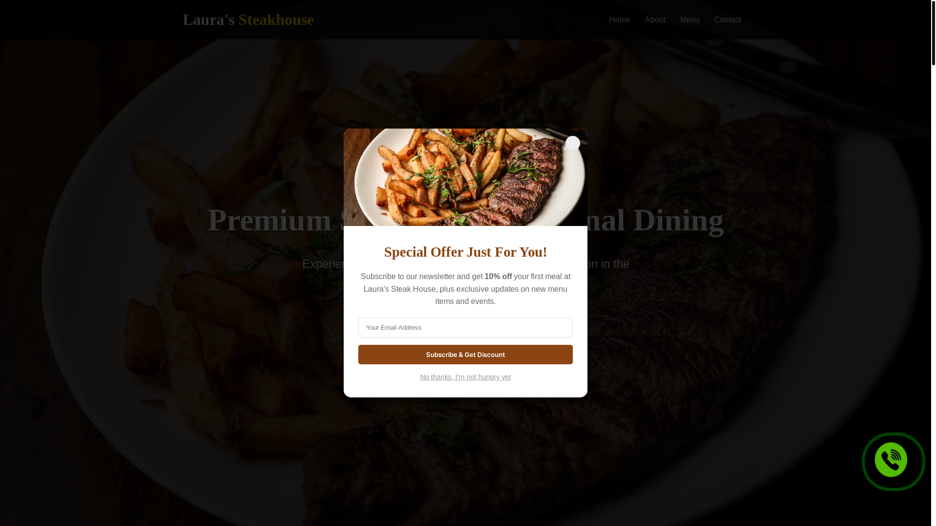 website screenshot of https://laurassteakhouse.com/